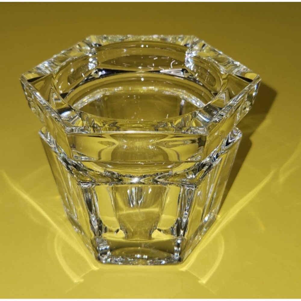 Ralph Lauren Crystal Hexagonal Votive Candle Holder Tealight 2.75" H Signed